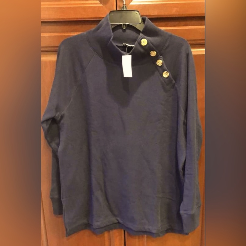 NWT J.Crew Button Turtleneck Sweatshirt